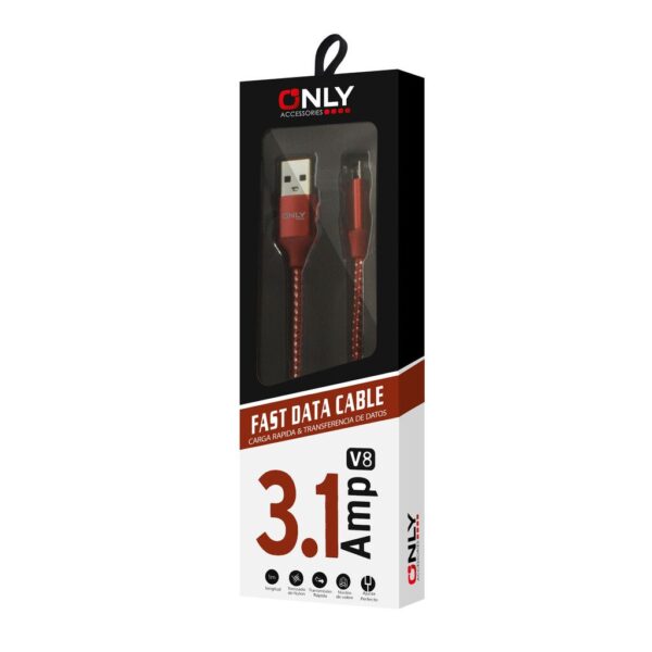 CABLE USB MOD03 - TELA - V8 - ROJO