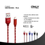 CABLE USB MOD03 - TELA - V8 - ROJO - Imagen 4