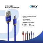 CABLE USB MOD 51 - JEAN ONLY - V8 - AZUL - Imagen 4