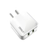 CARGADOR 220V ONLY MOD 02 - 2 USB + CABLE LIGHTINING - BLANCO - Imagen 2