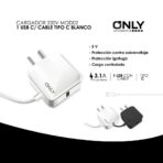 CARGADOR 220V ONLY MOD02 - 1 USB C/ CABLE TIPO C - BLANCO - Imagen 4