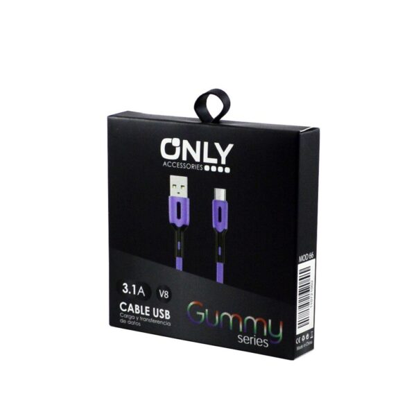 CABLE USB MOD 66 - GUMMY - V8 - LILA