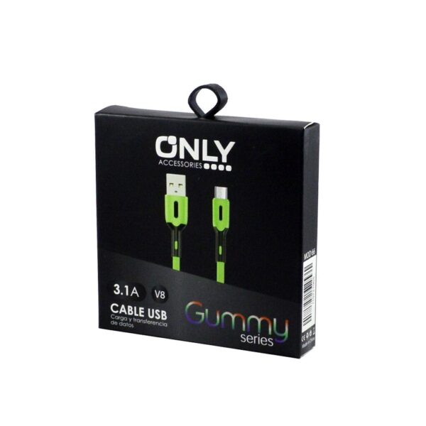 CABLE USB MOD 66 - GUMMY - V8 - VERDE