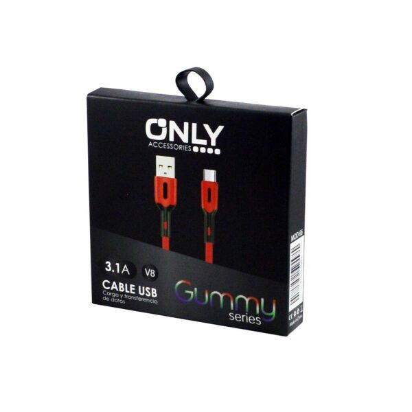 CABLE USB MOD 66 - GUMMY - V8 - ROJO