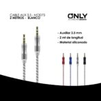 CABLE AUX 3,5 MOD75 - 2 METROS - METAL - BLANCO - Imagen 3