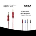 CABLE AUX 3,5 MOD75 - 2 METROS - METAL - ROJO - Imagen 3