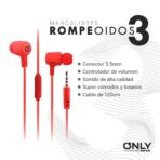 MANOS LIBRES ROMPEOIDOS 3  - ROJO - Imagen 4