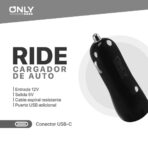 CARGADOR 12V MOD 33 ECO 3.1 AMP - RIDE - ONLY  - TIPO C - Imagen 4