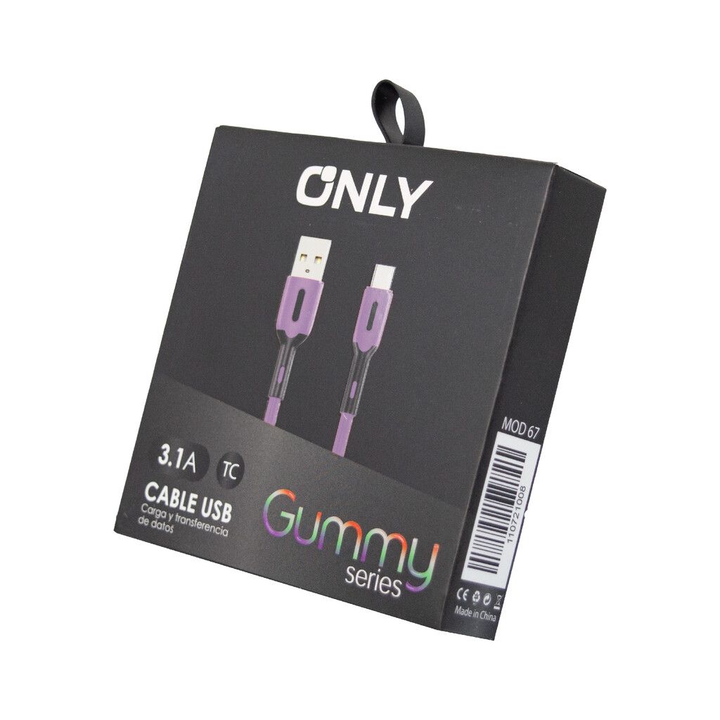 CABLE USB MOD 67 - GUMMY - TIPO C - LILA CABLE USB MOD 67 - GUMMY - TIPO C - LILA - Imagen 1