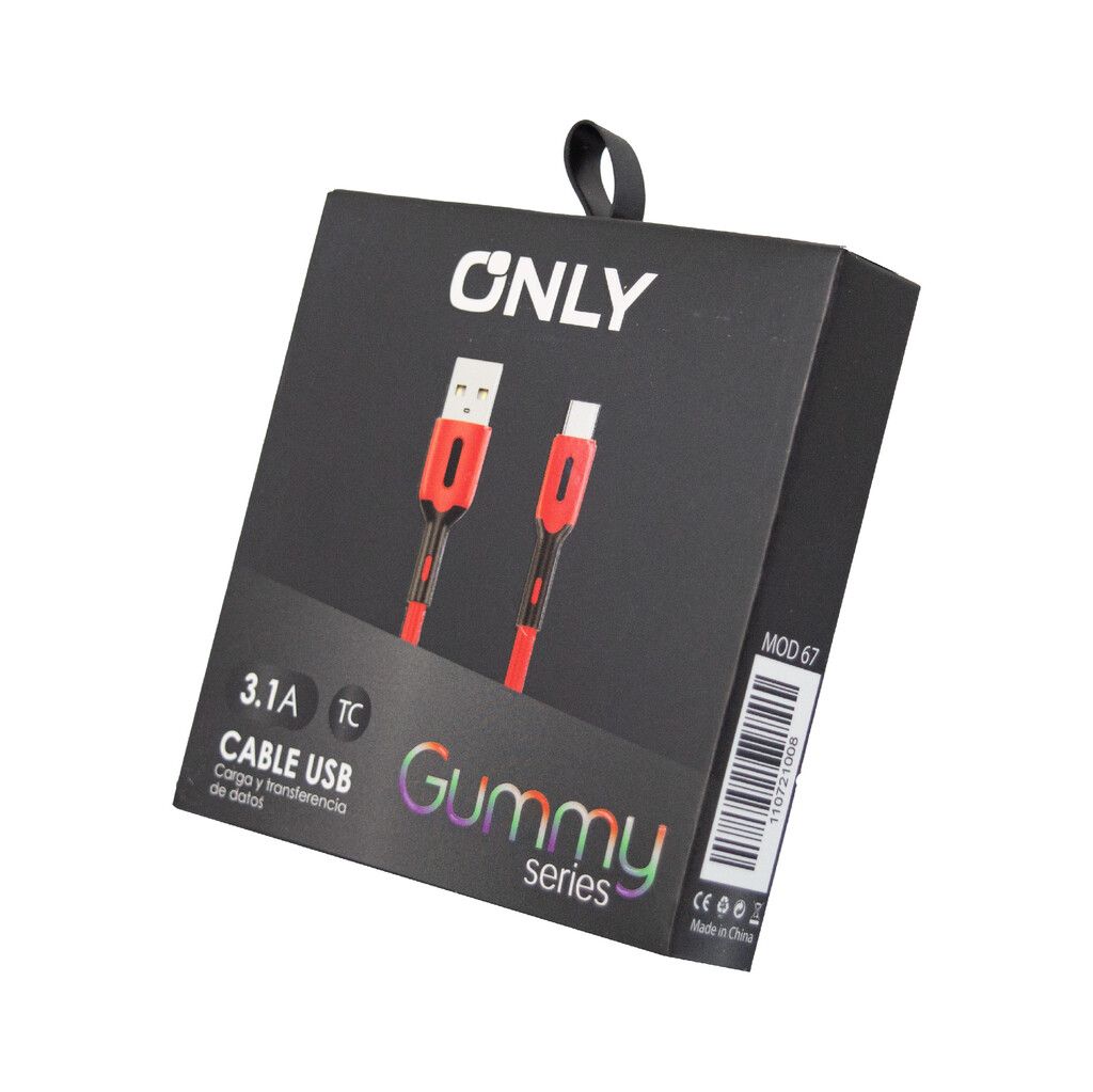 CABLE USB MOD 67 - GUMMY - TIPO C - ROJO CABLE USB MOD 67 - GUMMY - TIPO C - ROJO - Imagen 1