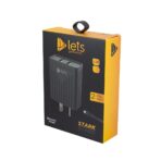 CARGADOR 220V LETS MOD08 - 4,4A - 2 USB + CABLE V8 - NEGRO