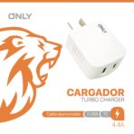 CARGADOR 220V ONLY MOD06 - 2 USB + CABLE TC - BLANCO - Imagen 4