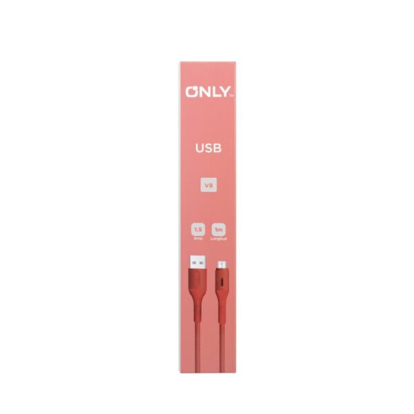 CABLE USB MOD 118 ECO LISO 2 - ONLY - V8 - ROJO
