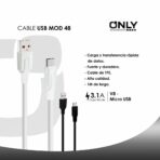 CABLE USB MOD 48 CLASSIC - V8 - BLANCO - Imagen 3