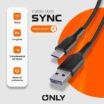 CABLE USB TIPO C MODO-140 SYNC - ONLY - BLANCO - Imagen 3