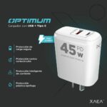 ADAPTADOR-CARGADOR 220V MODX-B016 OPTIMUM - 5A - 1USB + TIPO C - XAEA - Imagen 4