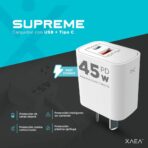 ADAPTADOR-CARGADOR 220V MODX-004 SUPREME - 5A - 1USB + TIPO C - XAEA - Imagen 3