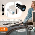 CARGADOR 12V DRIFT MODS-501 - 2 USB + CABLE TIPO C - ONLY - NEGRO - Imagen 3