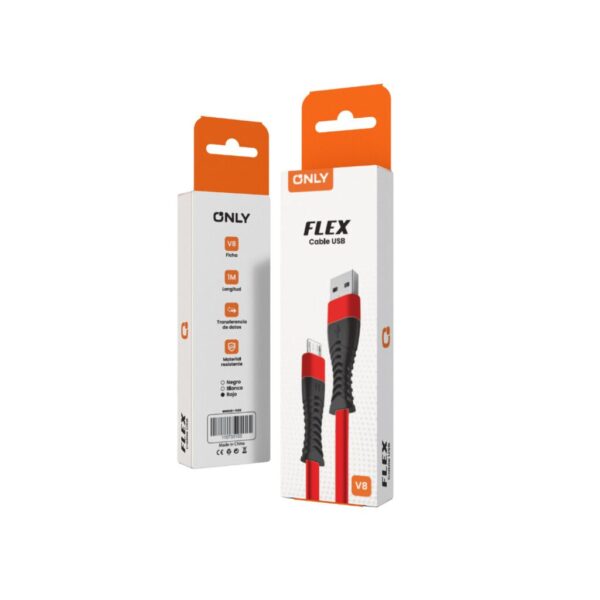 CABLE USB MOD 121 - ONLY - V8 - ROJO