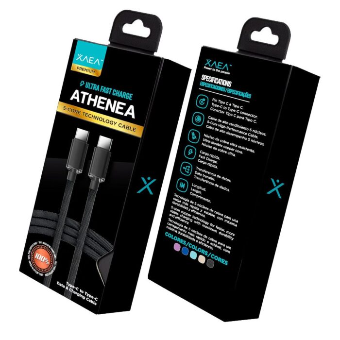 CABLE TIPO C - TIPO C MODX-097 - ATHENEA - XAEA - NEGRO