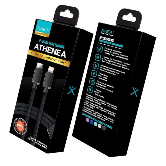 CABLE TIPO C - LIGHTNING MODX-098 - ATHENEA - XAEA - NEGRO