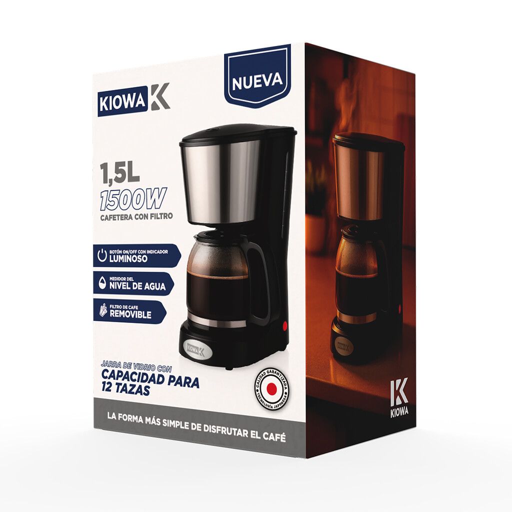 CAFETERA FILTRO 1500W 1.5L MODK-0058 - KIOWA - NEGRO CAFETERA FILTRO 1500W 1.5L MODK-0058 - KIOWA - NEGRO - Imagen 1